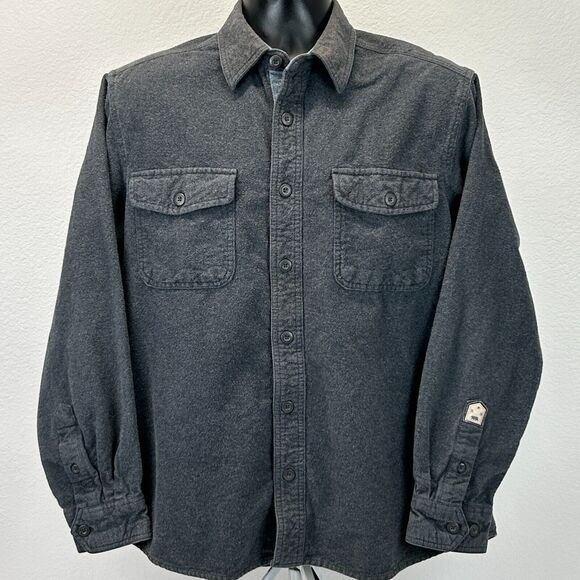 Dakota Grizzly Chamois Flannel Button Front Shirt Mens Large Long Sleeve Gray - Picture 2 of 8